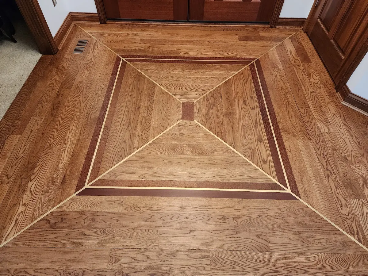 Custom inlaid hardwood medallion