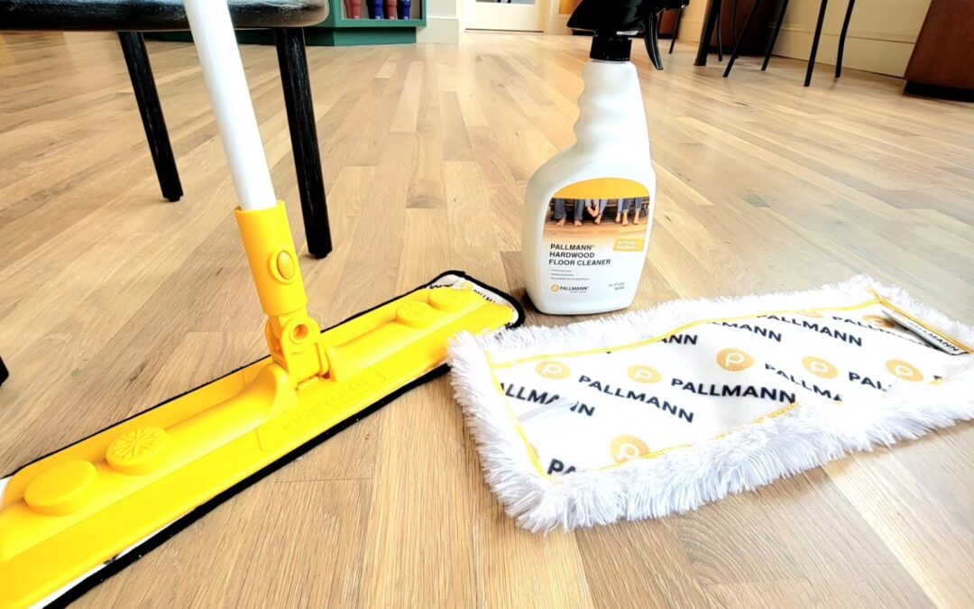 an image of a hardwood floor being maintained with flooring cleaner
