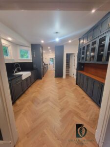 Solid hardwood floors, white oak, herringbone